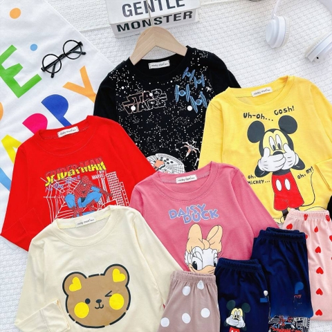Bộ dài Minky Mom in hình hoạt hinh cho bé