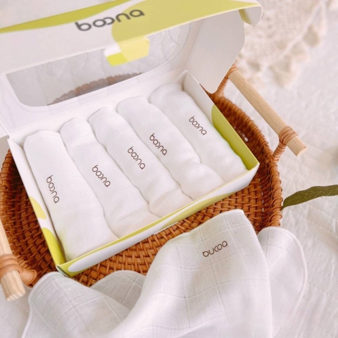 Hộp 5 khăn sữa Boona sợi tre 2 lớp