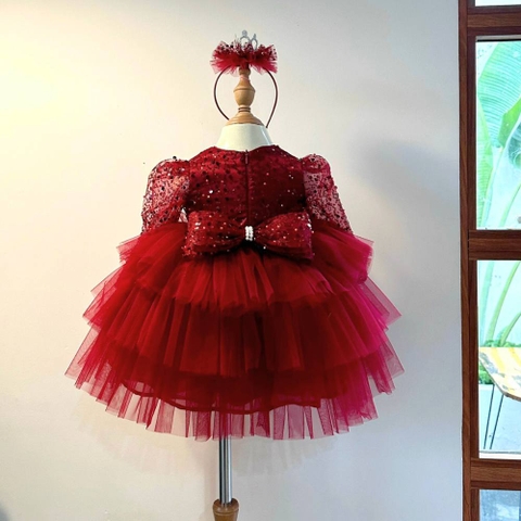 Váy công chúa kim sa tay dài cho bé gái