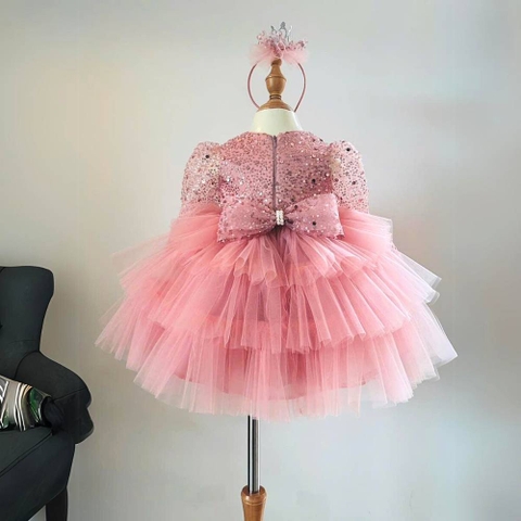 Váy công chúa kim sa tay dài cho bé gái