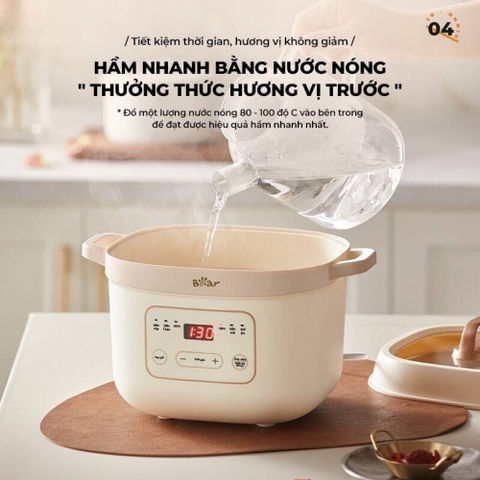 Nồi nấu cháo chậm Bear 1.6L bản hình vuông