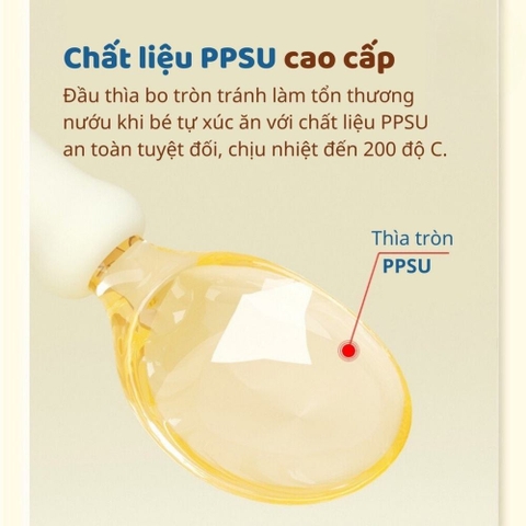 Thìa dĩa tập xúc uốn cong PPSU kèm hộp đựng