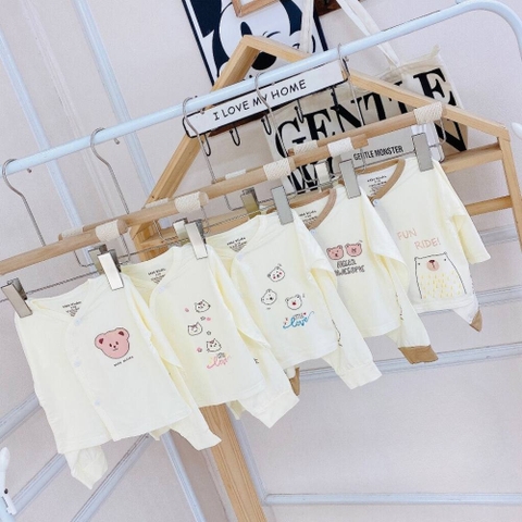 Bộ sơ sinh dài tay HN Kids cúc lệch