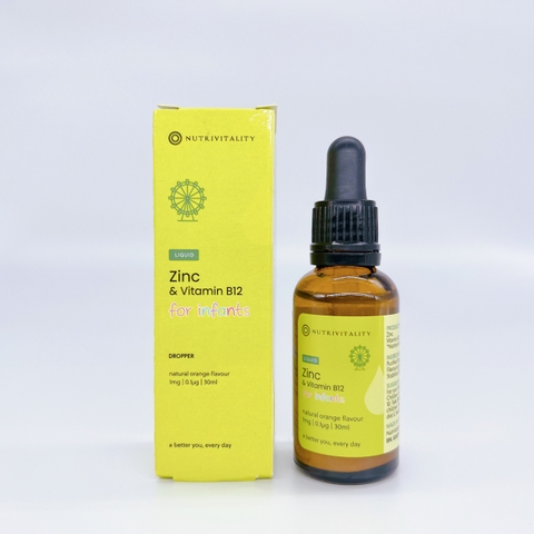 Kẽm Zinc và Vitamin B12 Nutrivitality Anh 30ml