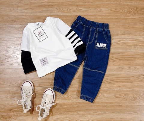 Set áo tay dài raglan quần jean