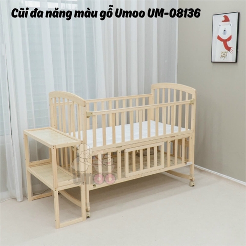 Nôi cũi gỗ đa năng không sơn Umoo UM-08136