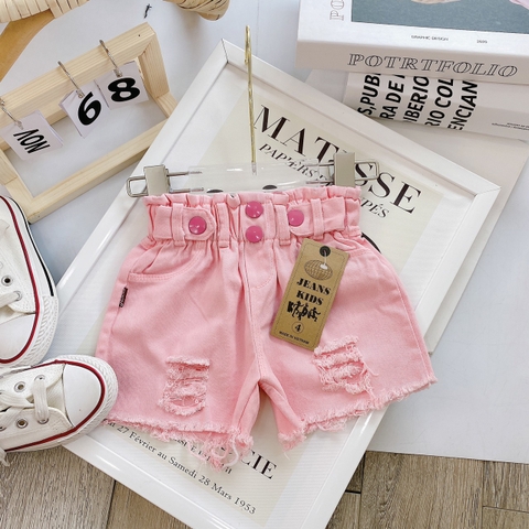 Quần short jean rách bé gái