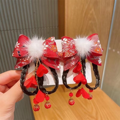 Set kẹp nơ kèm tóc giả cho bé gái