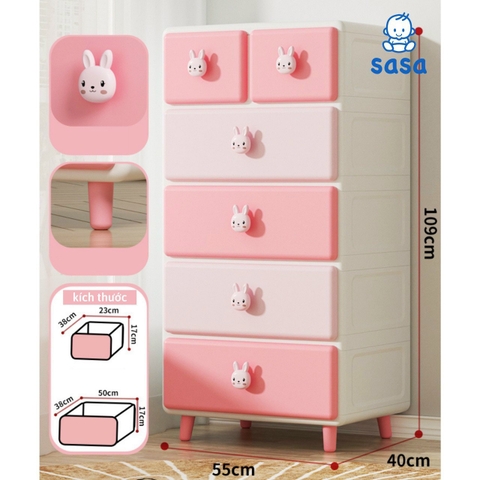 Tủ nhựa gấu thỏ cho bé FINLEY ngăn kéo 5 tầng