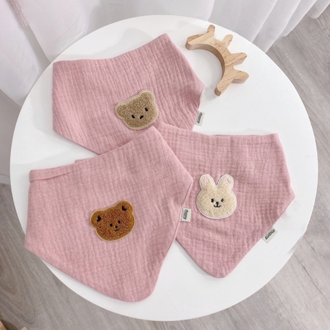Set 2 yếm xô Moony thêu gấu thỏ xinh xắn cho bé