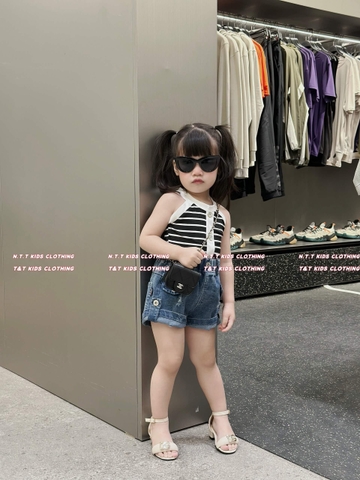 Set bộ áo dây tăm và quần short bò