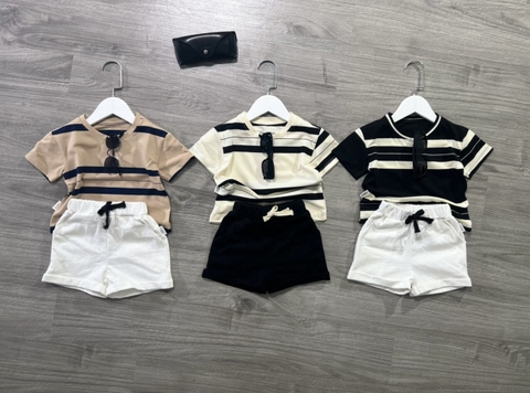 Áo thun kẻ tay ngắn bé trai