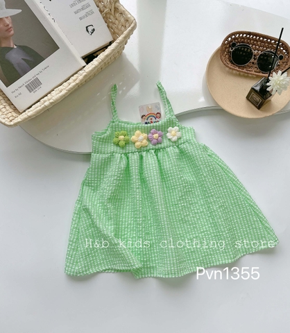 Váy 2 dây hoa nổi đũi xốp cho bé gái