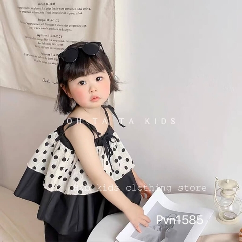 Set bộ 2 dây 2 tầng áo rộng quần ống tăm loe xẻ tà