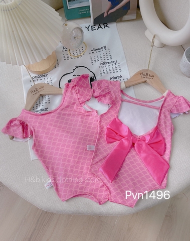Bikini 1 mảnh màu hồng cánh tiên nơ lưng