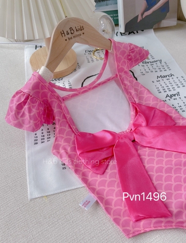 Bikini 1 mảnh màu hồng cánh tiên nơ lưng