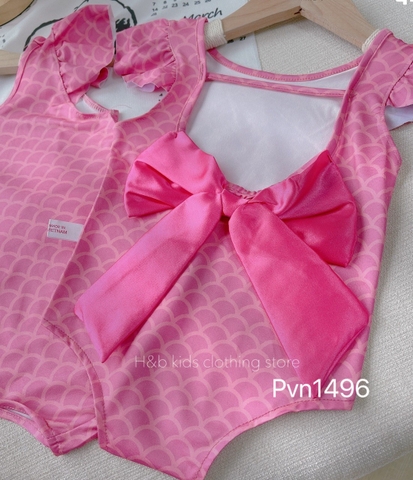 Bikini 1 mảnh màu hồng cánh tiên nơ lưng