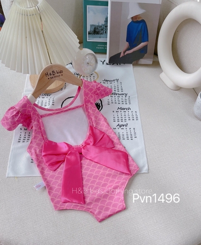 Bikini 1 mảnh màu hồng cánh tiên nơ lưng