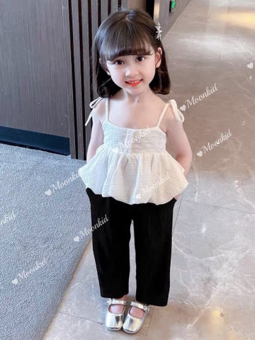 Bộ đồ bé gái 2 dây thân bi dáng suông