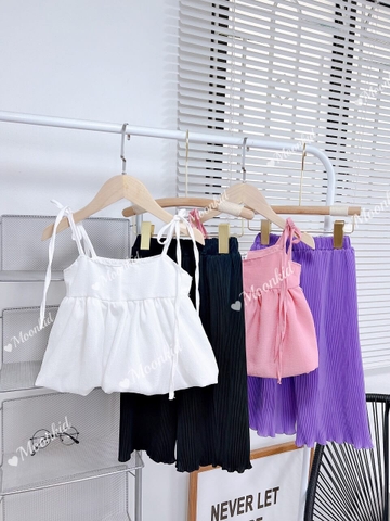 Bộ đồ bé gái 2 dây thân bi dáng suông