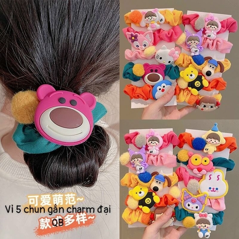 Dây cột tóc gắn charm hoạt hình dễ thương