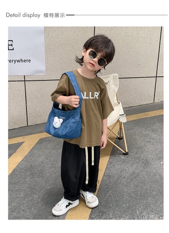 Túi đeo chéo phong cách Hàn Quốc chữ Yes thêu gấu