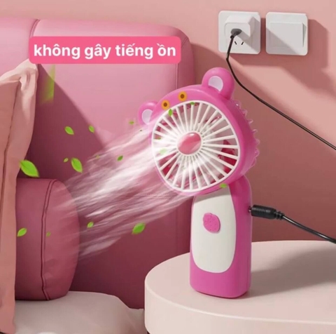 Quạt tích điện gấu dâu dễ thương