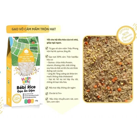 Gạo vỡ cám mầm trộn hạt hữu cơ cho bé Bébi Rice