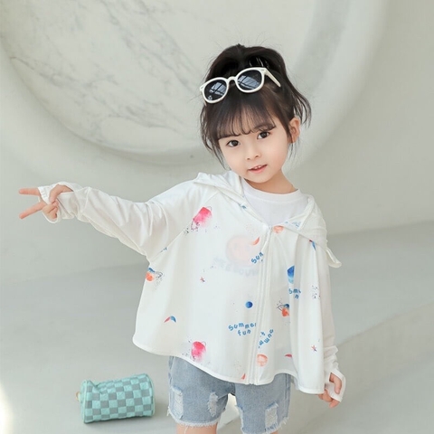 Áo khoác chống tia UV vải lụa cánh dơi cho bé