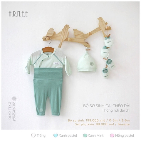Bộ Hrnee sơ sinh cài chéo thông hơi