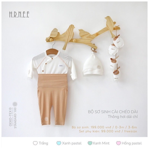 Bộ Hrnee sơ sinh cài chéo thông hơi
