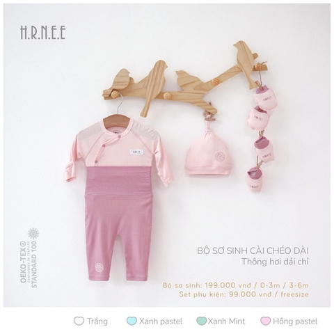Bộ Hrnee sơ sinh cài chéo thông hơi