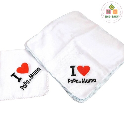 Set 10 khăn sữa xuất nhật I Love Papa & Mama