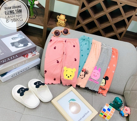 Quần legging lửng chất tăm in hình cho bé