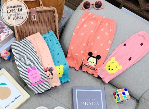 Quần legging lửng chất tăm in hình cho bé