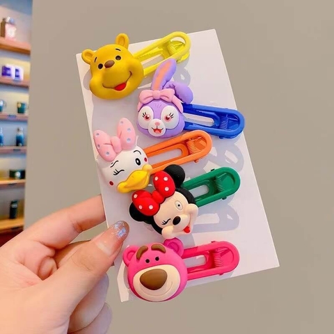 Set 5 kẹp tóc nhựa họa tiết hoạt hình