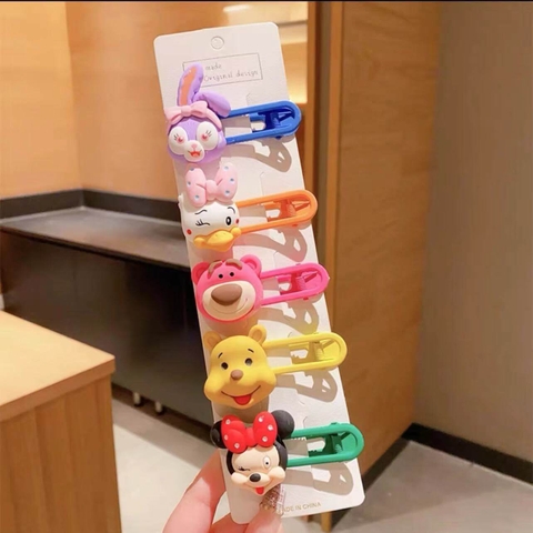 Set 5 kẹp tóc nhựa họa tiết hoạt hình