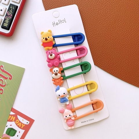 Set 5 kẹp tóc nhựa họa tiết hoạt hình