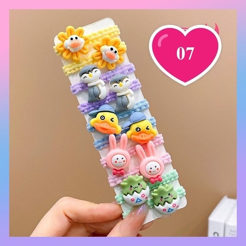 Vĩ 10 dây buộc tóc đính hình dễ thương cho bé