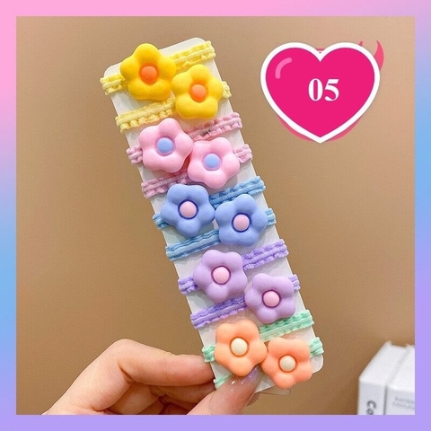 Vĩ 10 dây buộc tóc đính hình dễ thương cho bé