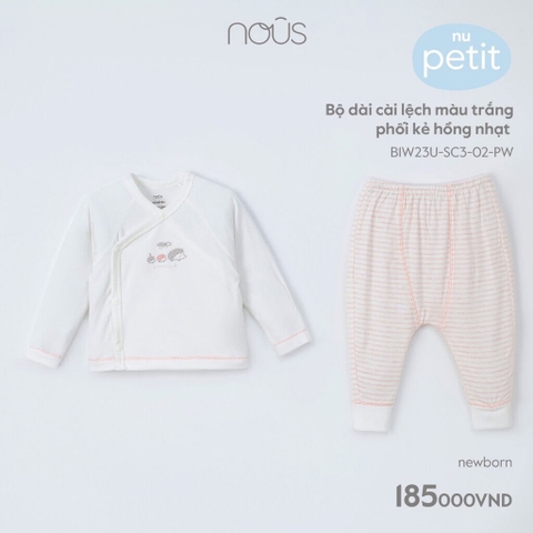 Bộ dài cài lệch trắng phối màu Nous