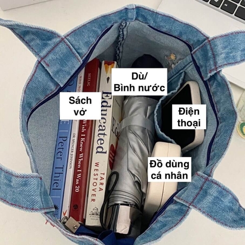 Túi xách nhỏ jean thêu hottrend