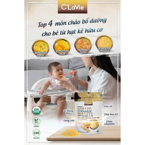 Hạt kê hữu cơ tách vỏ C'lavie 200g