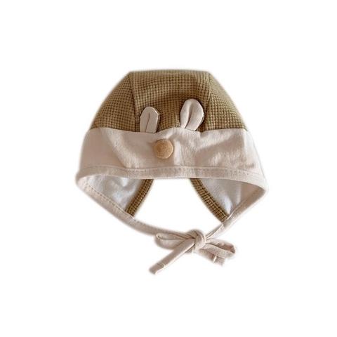 Mũ nón cotton buộc dây tai thỏ mũi bông