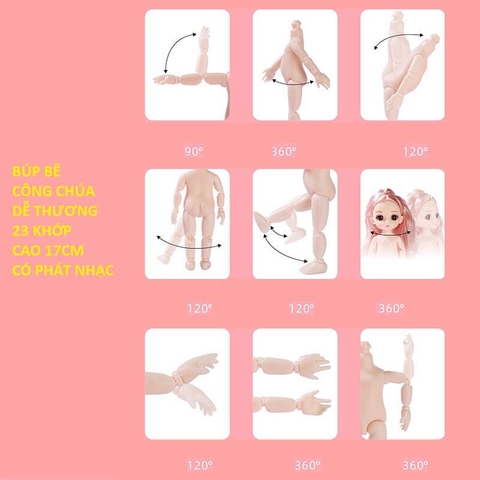 Búp bê công chúa tóc dài 3D cho bé