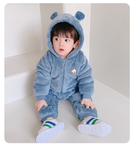 Bộ body nhung bodysuit hình gấu