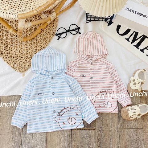 Áo khoác mũ nỉ kẻ cho bé