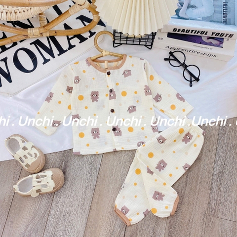 Bộ dài tay chất liệu xô muslin Unchi