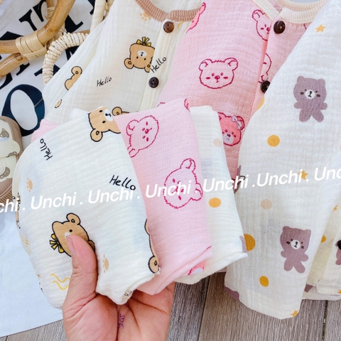 Bộ dài tay chất liệu xô muslin Unchi