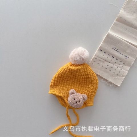 Mũ len bịt tai hình gấu dễ thương